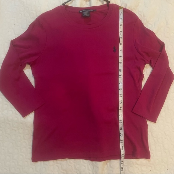 Ralph Lauren Sport Women’s Large Pink Blue Pony 100% Cotton 3/4 Sleeve Light - Picture 7 of 7